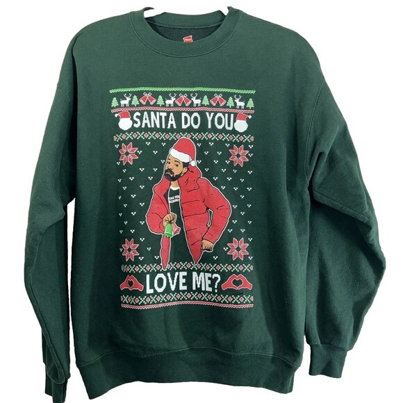 Christmas Santa Drake Ugly Sweater Unisex Sweatshirt Size Large - Picture 1 of 9